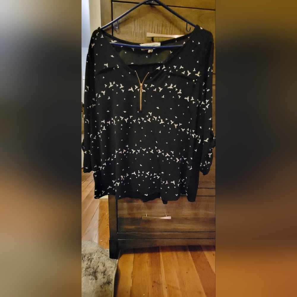 Woman's black and white birds shirt